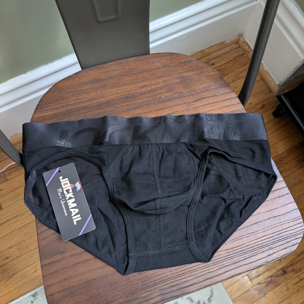 Jockmail Black Men's Briefs With Mesh